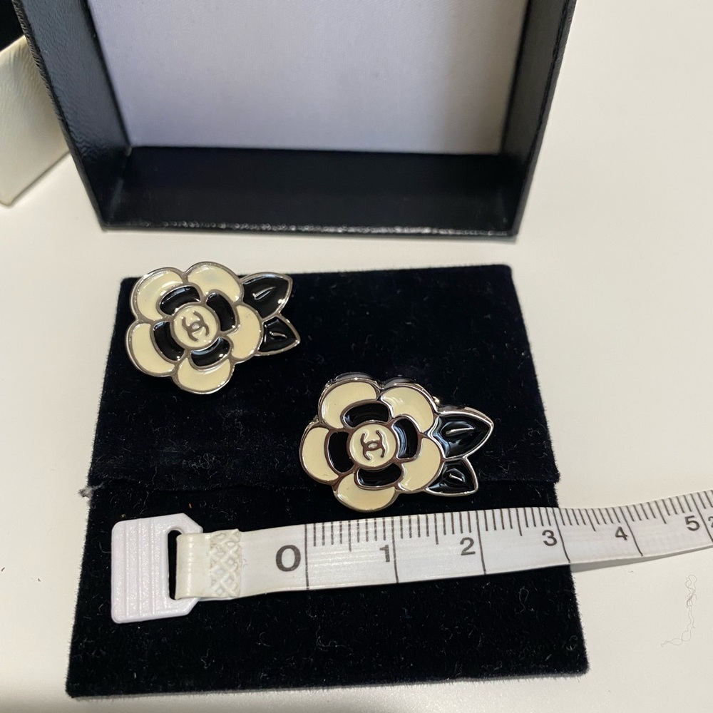 Authentic Chanel Camellia clip earrings